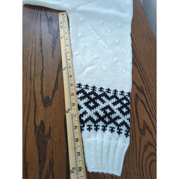 Vintage JOLIE‎ Nordic Sweater With Turtleneck & Black Geometric Pattern sz M / L - Picture 14 of 16